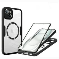 for iPhone 15 Case, Compatible with MagSafe [Built-in Screen Protector] 360 Full-Body Shockproof Rugged Clear Back Protective Dual-Layer Phone Cover for iPhone 15, Black