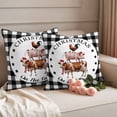 thumbnail image 2 of Christmas Animal Pillow Covers 2 Pack Farm Cow Pig Chicken Black White Plaid Pillowcase Waterproof Outdoor Throw Pillow Cover for Patio Garden Square Cushion 20”x20”, 2 of 9