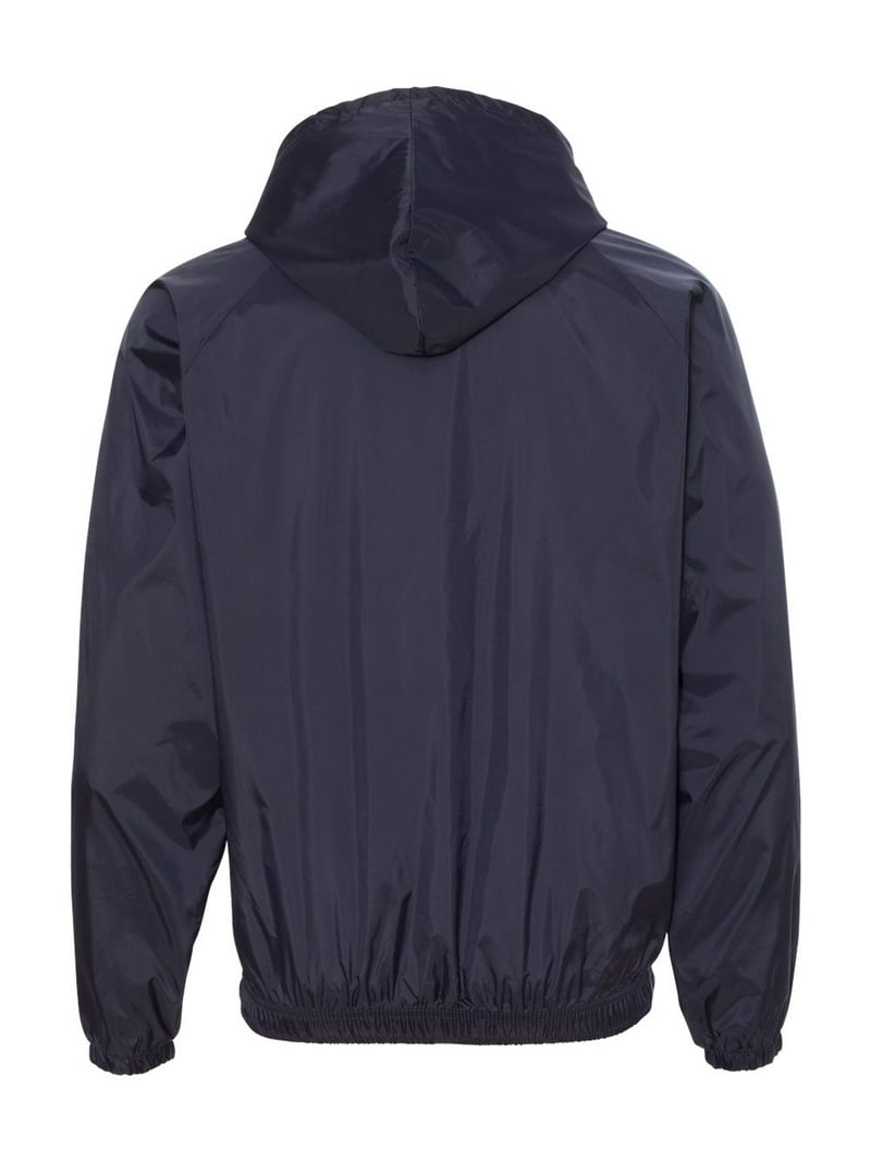 Adult Nylon Taffeta Hooded Coaches Jacket - NAVY - M