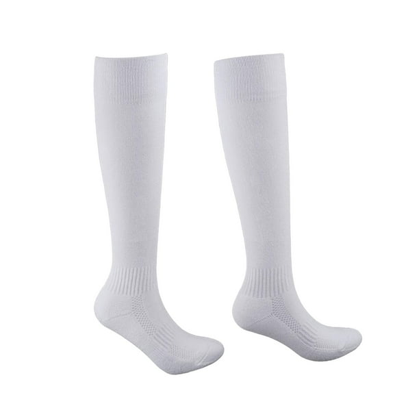 Calcetines de esgrima para hombre, medias protectoras por encima de la rodilla, gruesas, largas, unisex Blanco