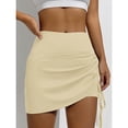 thumbnail image 4 of Top-kevin Women'S High-Waist Pleated Workout Skirt with Built-In Shorts - Stretchy Yoga Skirt for Running, Cycling, Gym - Light Gray Drawstring Design, Spring/Summer/Fall Activewear, 4 of 10