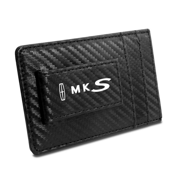 Lincoln MKS Black Carbon Fiber Leather Wallet RFID Block Card Case Money Clip