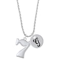 thumbnail image 1 of Delight Jewelry Silvertone Large Lucky 7 Silvertone Script Initial Disc - G - Charm Necklace, 20"+3", 1 of 4