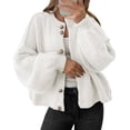 thumbnail image 1 of Chaqueta Saodimallsu de punto grueso extragrande para mujer, color blanco, 1 of 5