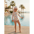 thumbnail image 6 of BemeyourBBs Toddler Baby Girl Swimsuit Infant Bathing Suit One-Piece Swimsuits with Sun Hat Set Long Sleeve Rash Guard Swimwear Marine Animal Zipper Summer Beach Wear, 6 of 9