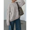 thumbnail image 2 of Women’s Chunky Knit Pullover Sweater  Thick Long Sleeve Round Neck Top for Fall Winter Warm Casual Holiday Outfit, 2 of 9
