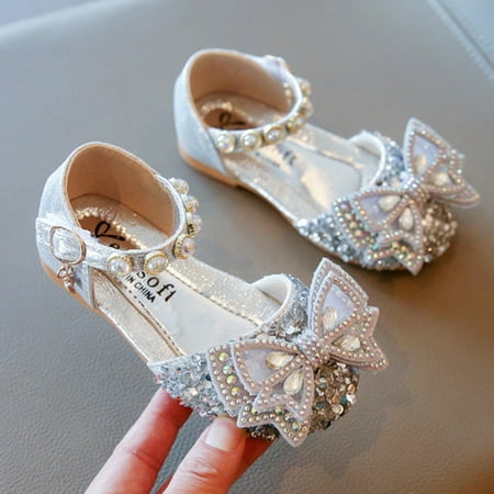 

THE WILD Comfortable Fashion Infant Kids Baby Girls Pearl Crystal Bling Bowknot Single Princess Shoes Sandals