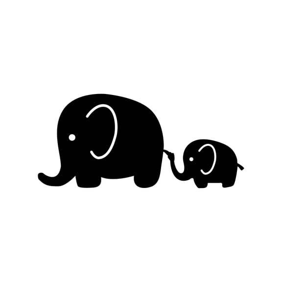 Vinyl Wall Art Decal - Mom And Baby Elephant - 2" x 4" - Trendy Cute Animal Quote Sticker For Moms Car Window Home Office Laptop Notebook Kids Room Light Switch Mirror Decor