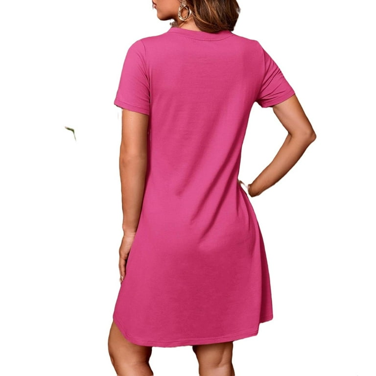 Hot pink tee shirt dress hot sale