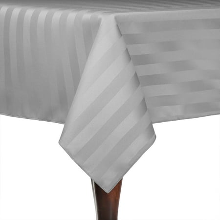 

Ultimate Textile (10 Pack) Satin-Stripe 84 x 84-Inch Square Tablecloth - for Wedding and Catering Hotel or Home Dining use Silver Grey