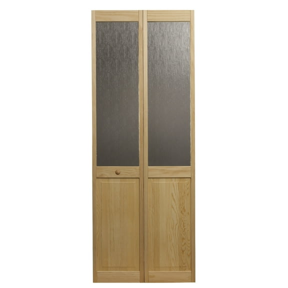 AWC Model 547 Aspen Half Glass Bifold Door 24"wide x 80"high Unfinished Pine