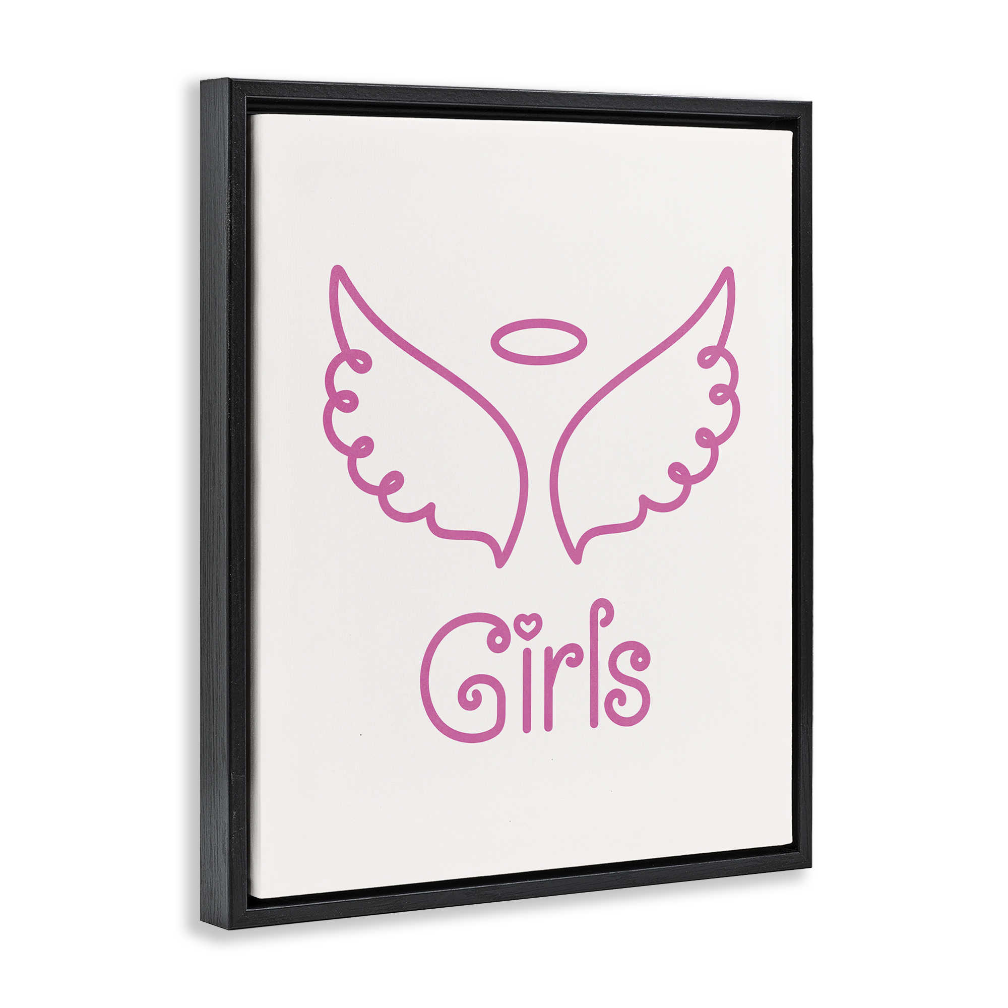 Stupell Industries Minimal Angel Girls Text & Numbers Painting Black Floater Framed Canvas Art Print Wall Art, 17 x 21