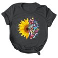 thumbnail image 1 of Gibobby Casual Playera de Manga Corta para Mujer Mujeres Casual Girasol Impresión Mangas Cuello Redondo Camiseta Suelta Blusa Tops(Gris oscuro,CH), 1 of 4