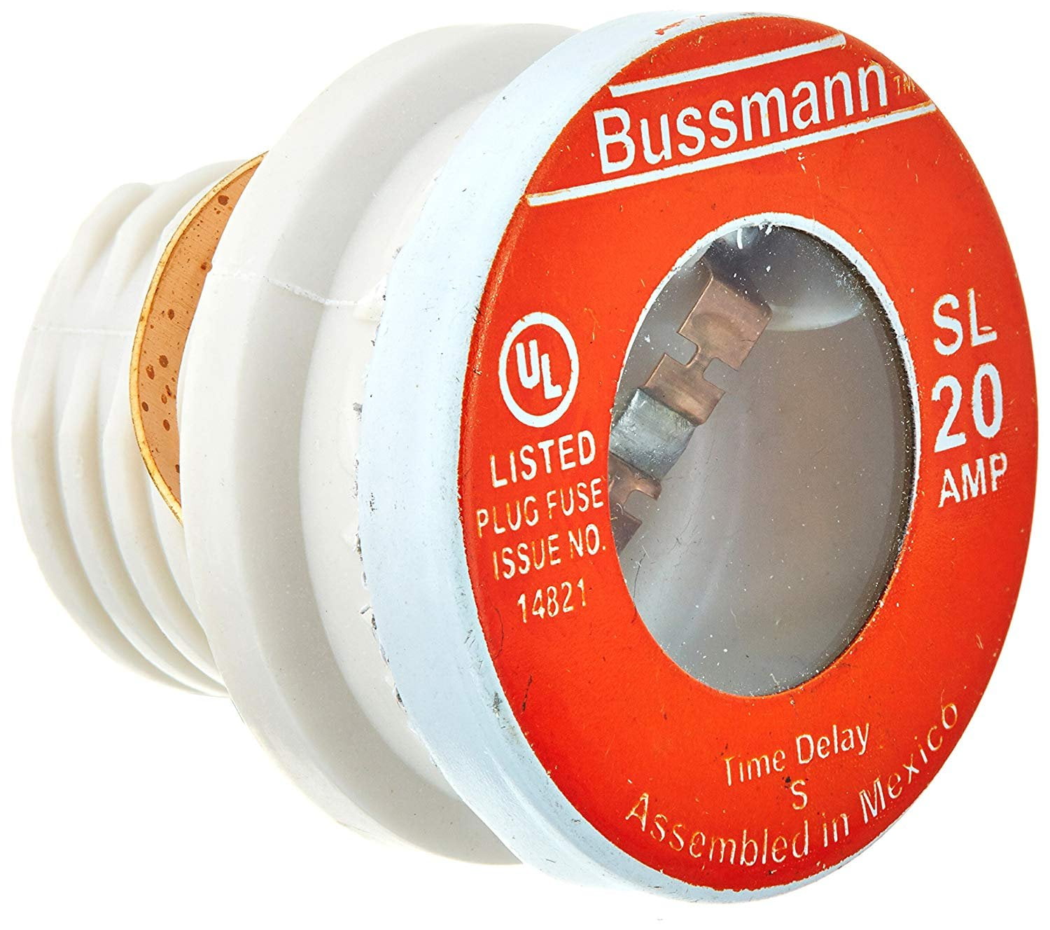 Bussmann SL20 20 Amp Time Delay Loaded Link Rejection Base Plug Fuse