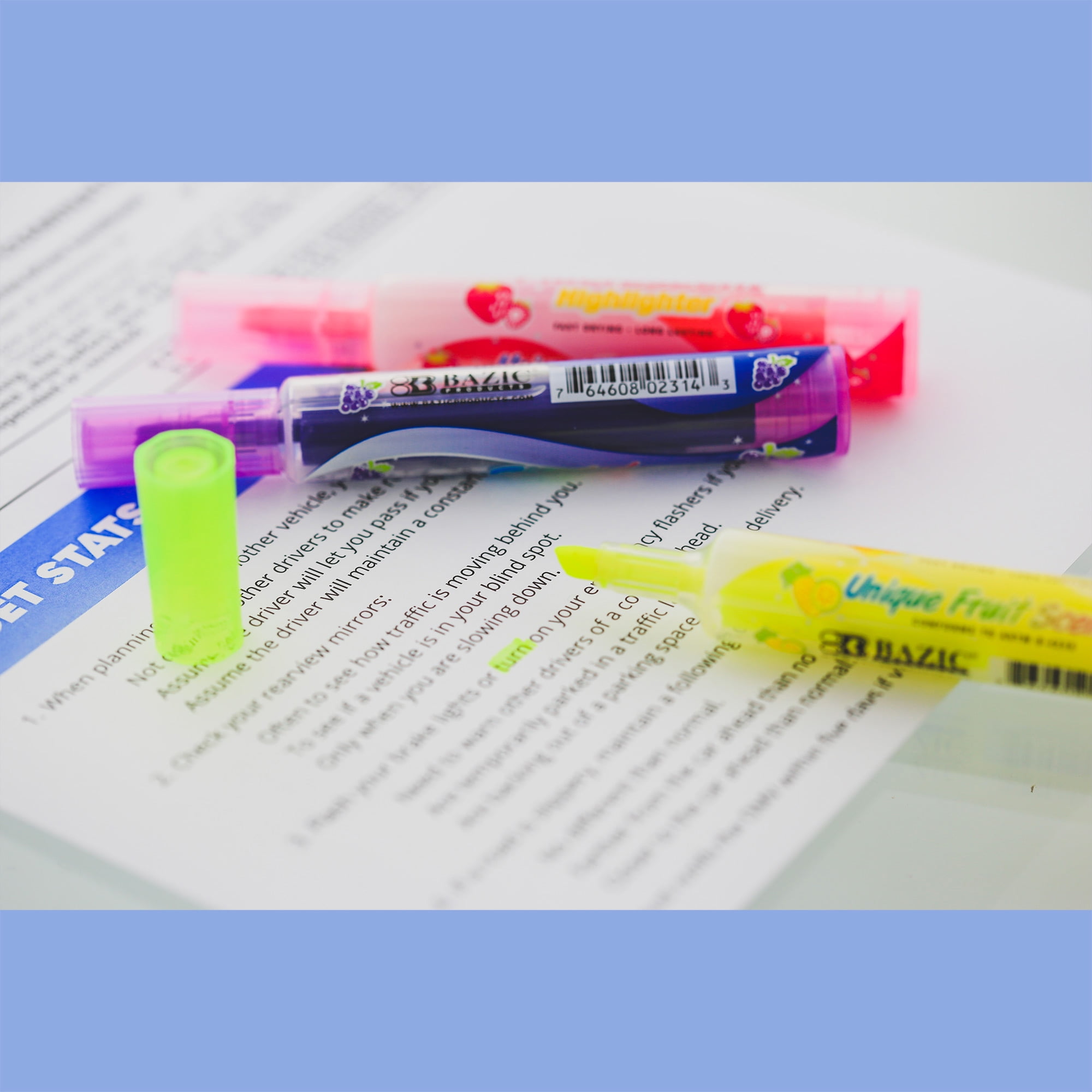 BAZIC Fruit Scented Highlighters Chisel Broad Line Marker(3/Pack), 24-Packs