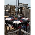 thumbnail image 2 of Outdoor Tablecloth with Umbrella Hole for Patio/Picnic/Party/Camping, Independence Day Waterproof Table Cloth Round Cover Washable, Patriotic Floral Roses Blossom Leaves Black (Dia 60"), 2 of 9