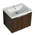 thumbnail image 4 of 24 inch Bathroom Vanity with Sink, Wall Mounted Floating Bathroom Vanity with Open Storage Cabinet, Built-in Soft Closing Doors, Floating Bathroom Vanity with Sink for Small Space, Bathroom, Walnut, 4 of 9