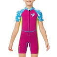 thumbnail image 1 of Soidarity Traje de neopreno para niños, traje de baño de una pieza de manga corta con cuello Multicolor para niñas, traje de baño para nadar y Deportes acuáticos Rojo púrpura L Soidarity OD003646-03, 1 of 1