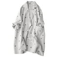 thumbnail image 2 of Lopecy-Sta Women's Cotton Linen Polka Dot Blazer, Plus Size Loose Long Sleeve Trench Coat, Casual Mid-Length Open Front Outerwear for Spring Autumn White L, 2 of 6