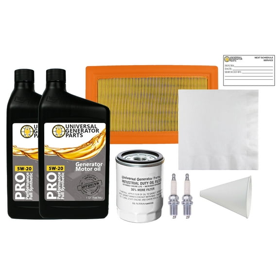 Replacement for Generac A0002074708 maintenance kit with 5W-20 Motor Oil. Replaces kit 0J93220SSM