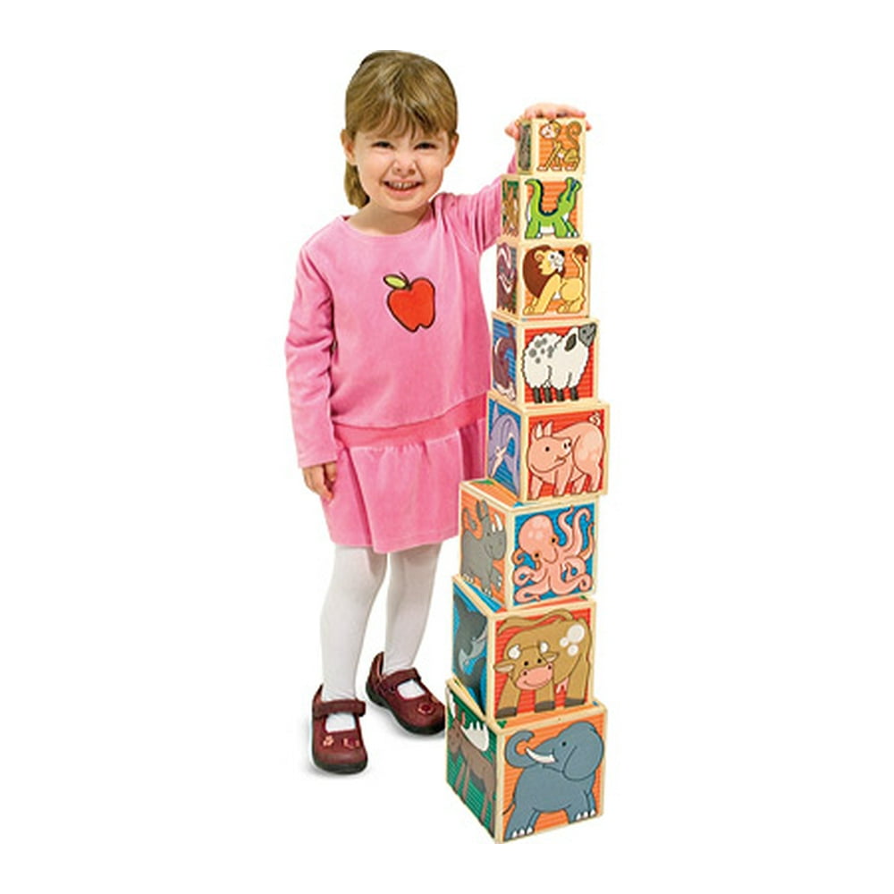 Melissa & Doug Wooden Animal Nesting Blocks 8 Blocks Stack to Almost