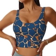 thumbnail image 1 of Fotbe Giraffe Skin Sujetador Deportivo Largo sin Aros para Mujer con Almohadillas y Soporte Medio, Transpirable y Absorbente, Camiseta Tipo Chaleco o Tank Top-Medium, 1 of 8