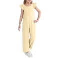 thumbnail image 5 of Delliss Girls Jumpsuits Ruffle Sleeveless Strap Casual Loose Overalls One Piece Wide Leg Pants Rompers 5-15 Years, 5 of 8
