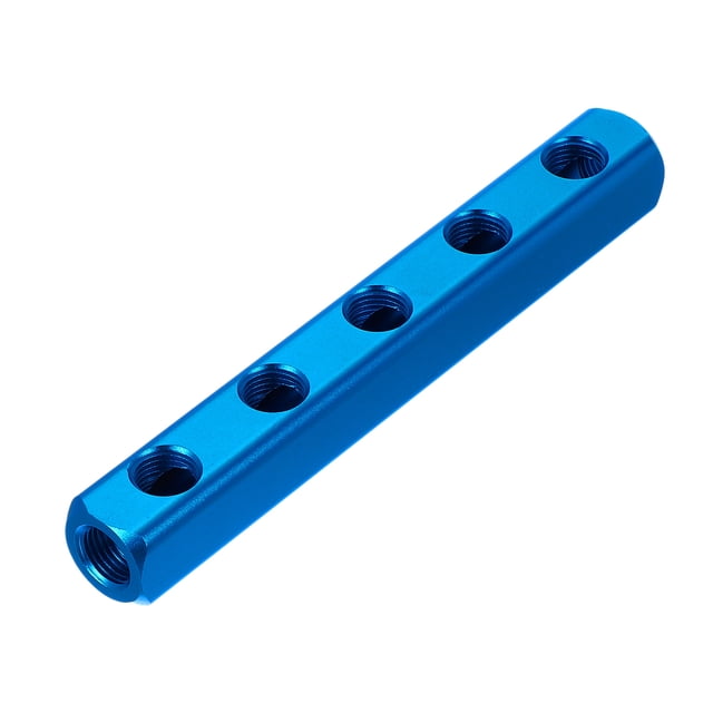 Uxcell Air Manifold Aluminum Air Hose Inline Manifold Block Splitter Pneumatic Air Compressor 5 Way 8 Port