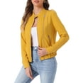 thumbnail image 4 of INSPIRE CHIC Women's Lightweight Stand Collar Zip up Biker Moto Jacket XL Yellow, 4 of 6