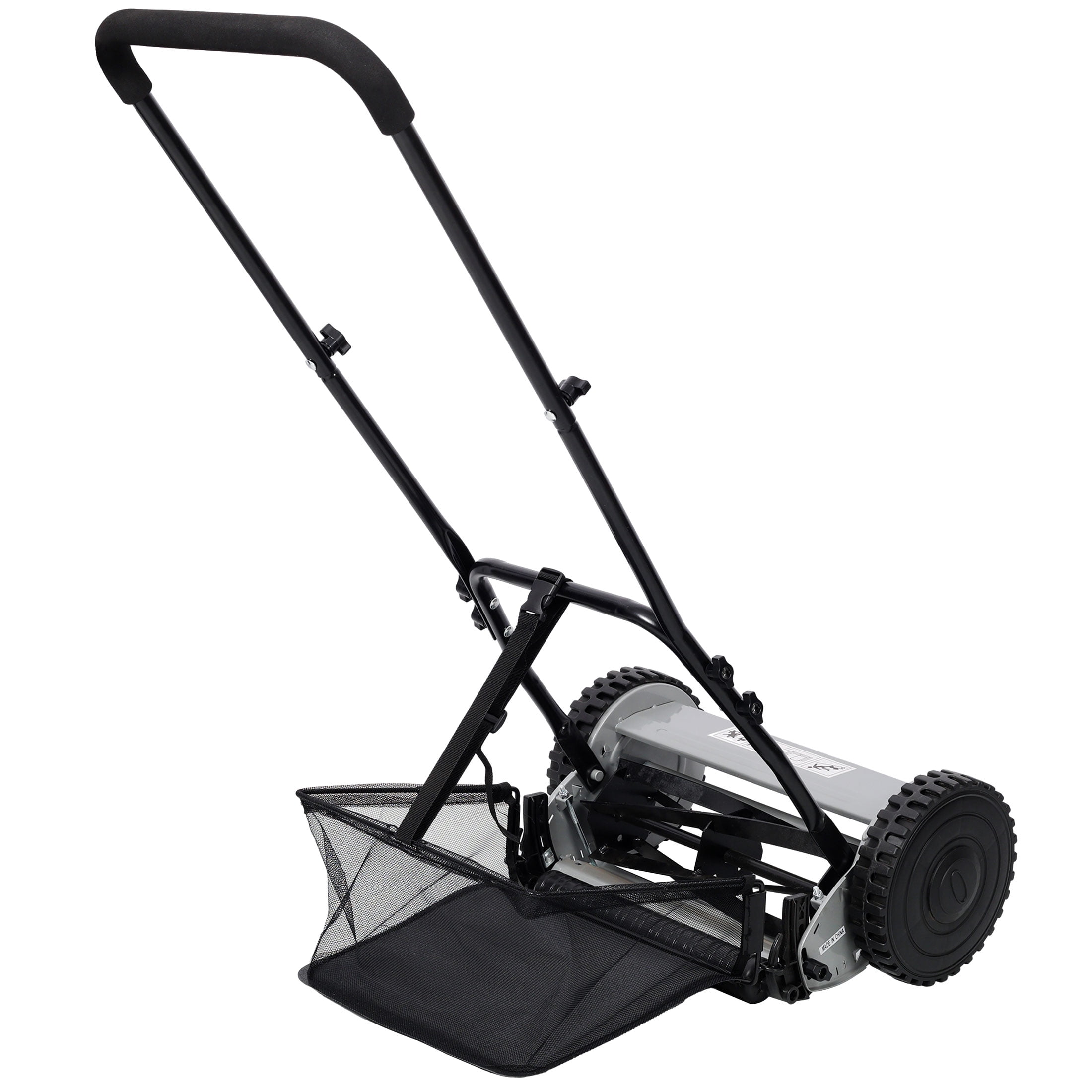 14-Inch 5-Blade Push Reel Lawn Mower with Grass Catcher, GRAY COLOR