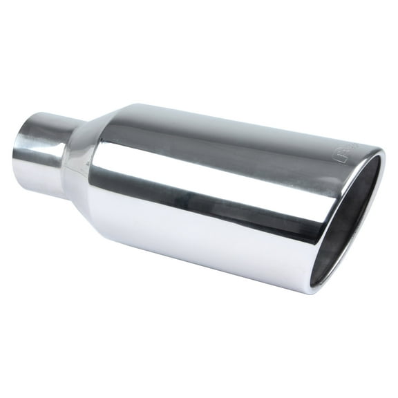 Pypes EVT407 Exhaust Tip - Monster - Weld-On - 4 in Inlet - 7 in Round Outlet - 18 in Long - Single Wall - Rolled Edge - Angled Cut - Polished Stainless - Each