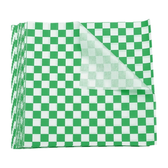 100pcs Square Checkered Pattern Wax Paper Sheets 7" x 7", Blue