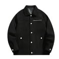 thumbnail image 1 of IROINNID Mens Shacket Deals Comfy Hardshell Jacket Outdoor Retro Trench Button Down Shacket,Black, 1 of 3