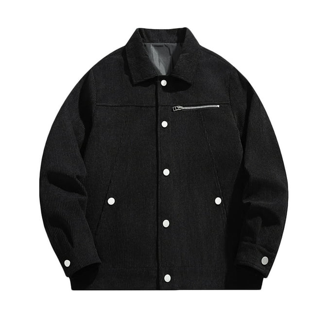 IROINNID Mens Shacket Deals Comfy Hardshell Jacket Outdoor Retro Trench Button Down Shacket,Black