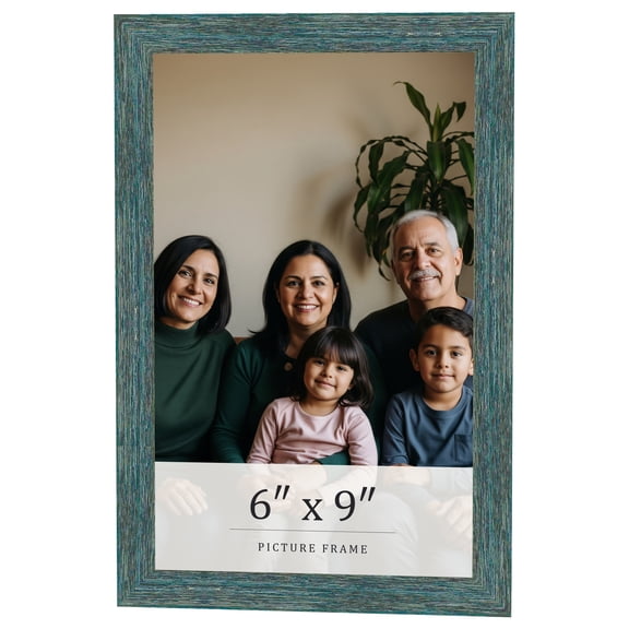 6x9 Frame Blue Rustic Barnwood Solid Wood Picture Frame Width 1.25 Inches | Interior Depth 0.5