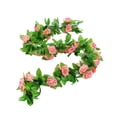 thumbnail image 1 of Rosas artificiales enredaderas para decoración de bodas, jardines, hogares y hoteles, 9 flores de color rosa profundo, elegancia y frescura para cualquier espacio., 1 of 6