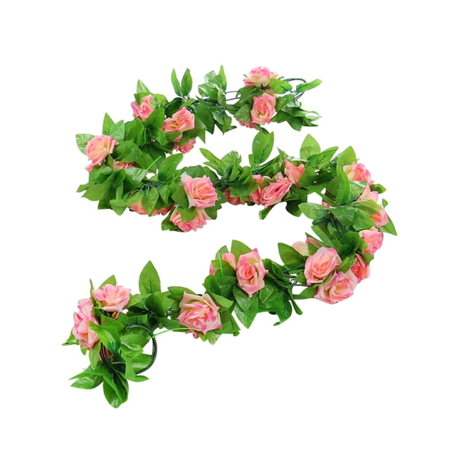 Rosas artificiales enredaderas para decoración de bodas, jardines, hogares y hoteles, 9 flores de color rosa profundo, elegancia y frescura para cualquier espacio.