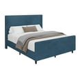 thumbnail image 4 of High Headboard Queen Size Corduroy Bed Frame with Vertical Stripe Wingback and High Footboard, Platform Bed with Wooden Bed Frame and Metal Legs (Blue), 4 of 8
