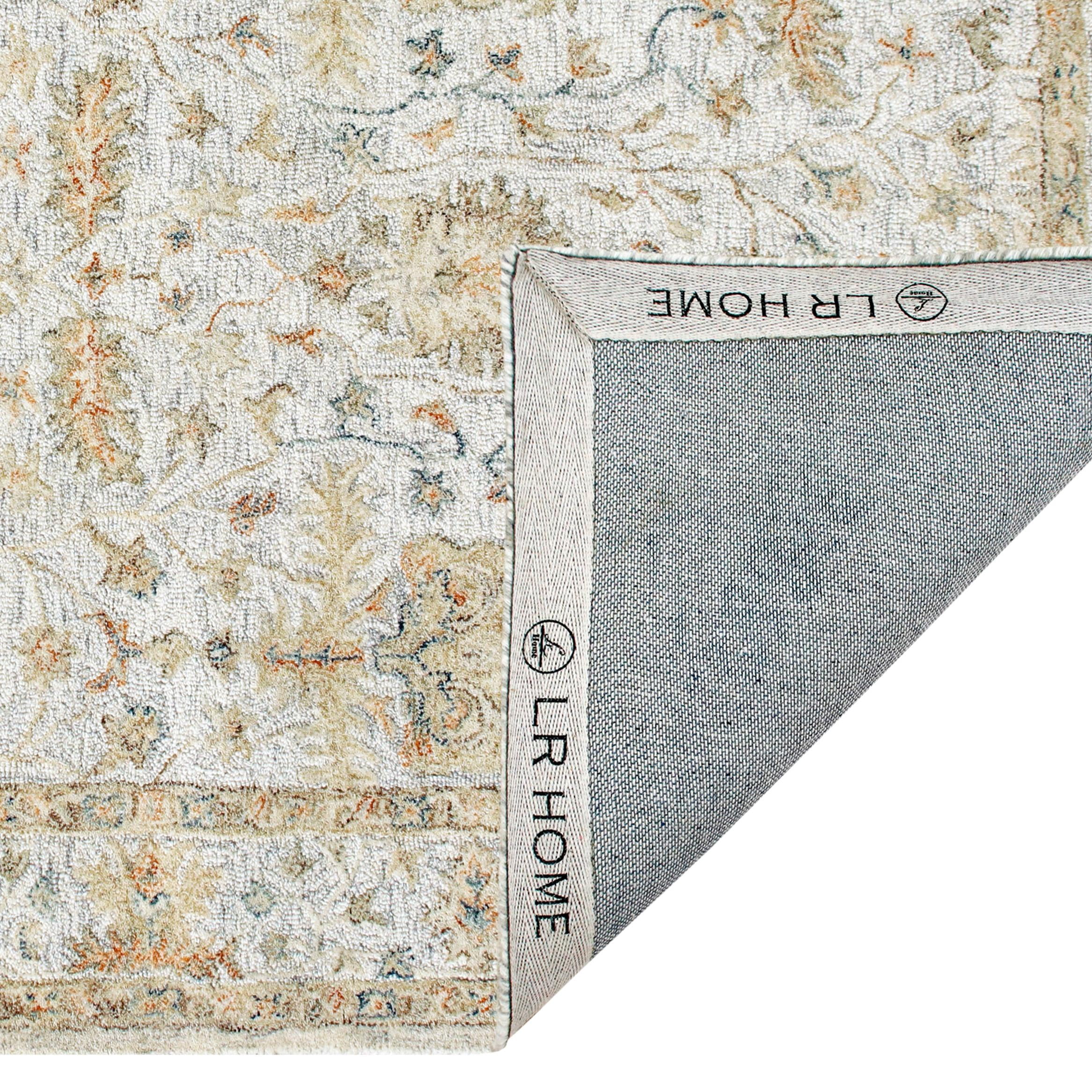 Laddha Home Designs 2' x 3' Hand Tufted Abstract Floral Wool Area Throw Rug - Silver and Brown