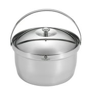 CAMPINGMOON Portable Picnic Cookware Stainless Steel Pot - Camping Hiking Rice Cooker Soup Pot, Multifunctional Travel Cooking Accessory for Outdoor Adventures