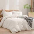 thumbnail image 2 of BESTOUCH Duvet Cover Set Queen Size 100% Washed Cotton Linen Feel Comfortable Soft Lightweight 3 Pcs Off White, 2 of 8