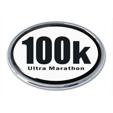 Elektroplate Ultra Marathon 100K Black and White Oval Metal Chrome Automotive Emblem