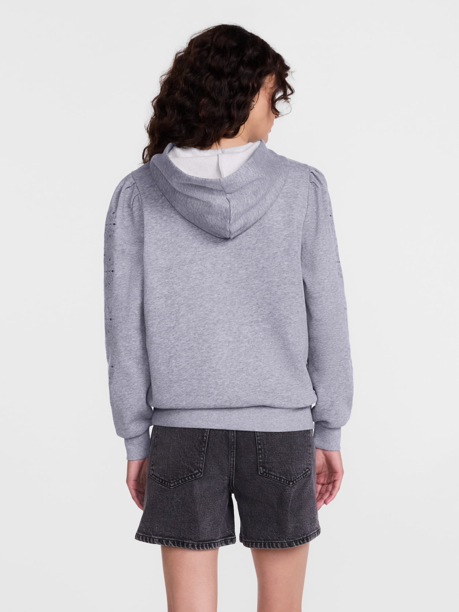Scenario Women's and Women's Plus Eyelet Hoodie with Long Sleeves, Sizes XS-4X