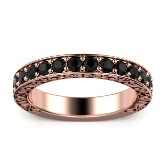 1.40ct Antique Scroll Black Diamond Moissanite Ring 18K Rose Gold Over Silver