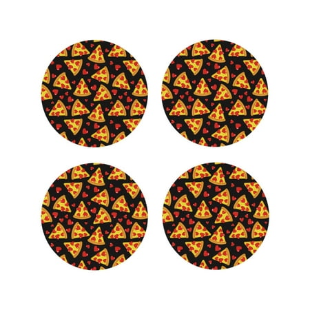

Matuu Cartoon Pizza for Cup Coasters Set of 4 Leather Coasters Desk Coasters for Office Measures 4” x 4”-Round Shape