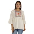 thumbnail image 1 of Moomaya Embroidery Peplum Tops Cotton Flex Tunic Designer Short Kurta For Women, 1 of 8
