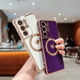 thumbnail image 6 of Feishell for Samsung Galaxy S21 Ultra (6.8 inch) Cute Love Heart Pattern Case for Women Girls,Compatible with Magsafe Charging,Luxury Plating Edge Soft Silicone Shockproof Slim Phone Case,Darkpurple, 6 of 6