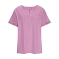 thumbnail image 5 of Povozer Women V Neck T Shirts Casual Summer Tops Tees Loose Fit Tunics with Pocket(Purple,4XL), 5 of 6
