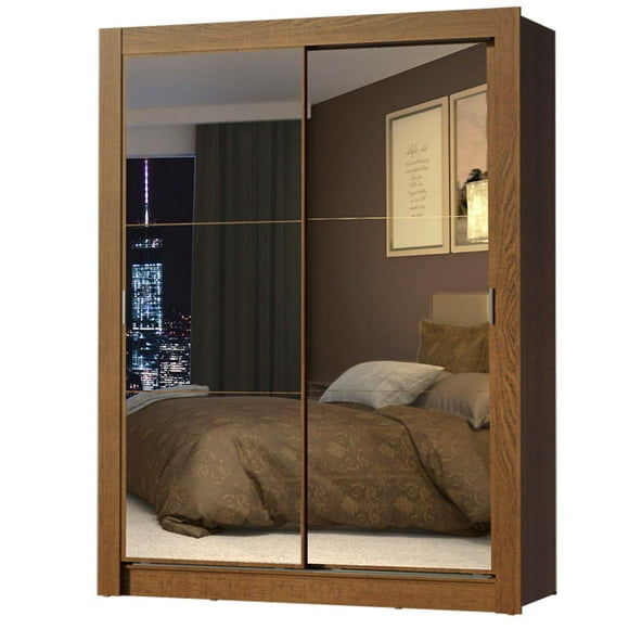 Ropero Closet Madesa Denver 2 Puertas Corredizas 2 con Espejo Marrón