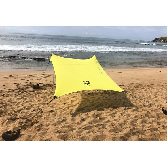 Carpa de playa Neso, 213 x 213 cm, con ancla de arena, UV50, color limón
